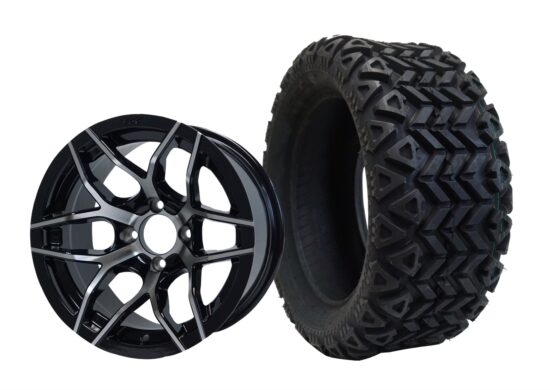 BNDL-TR1403-WH1426-CC0001-LN – SGC 14" Rally Machined/Black Wheel - Aluminum Alloy / STEELENG 23"x10"-14" All Terrain Tire DOT approved