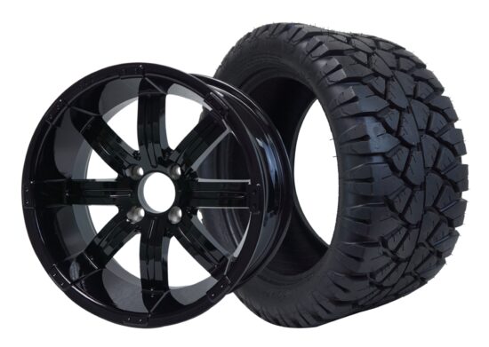 BNDL-TR1405-WH1407-CC0002-LN – SGC 14" Tempest Glossy Black Wheel - Aluminum Alloy / STEELENG 23"x10.5"-14" STINGER Hybrid AT Tire DOT approved