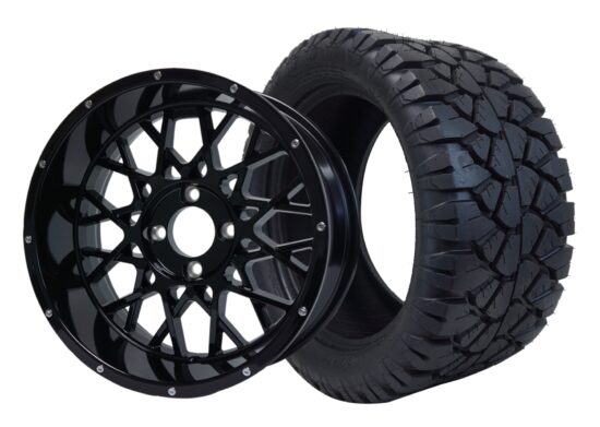 BNDL-TR1405-WH1420-CC0002-LN – SGC 14" Venom Glossy Black Wheel - Aluminum Alloy / STEELENG 23"x10.5"-14" STINGER Hybrid AT Tire DOT approved