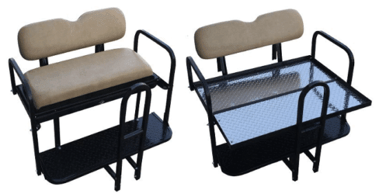 BNDL-SFTX01-SC0005 - STEELENG Rear Flip Seat – EZGO TXT / Tan Cushion Set
