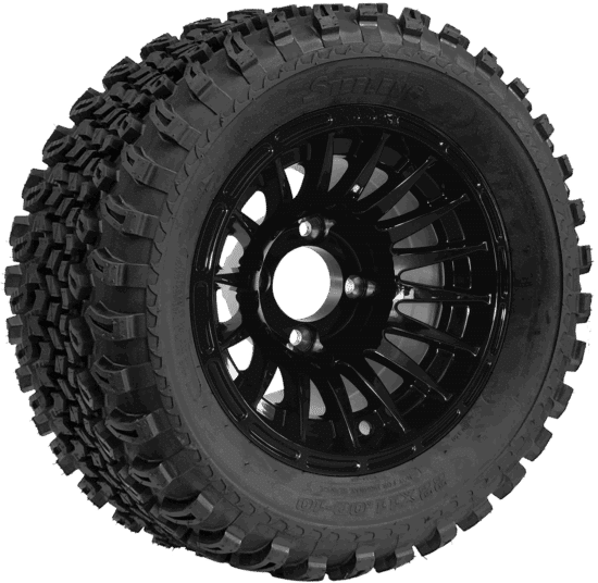 BNDL-TR1005-WH1027-CC0002-LN – SGC 10" Medusa Glossy Black Wheel - Aluminum Alloy / STEELENG 22"x11"-10" All Terrain Tire DOT approved