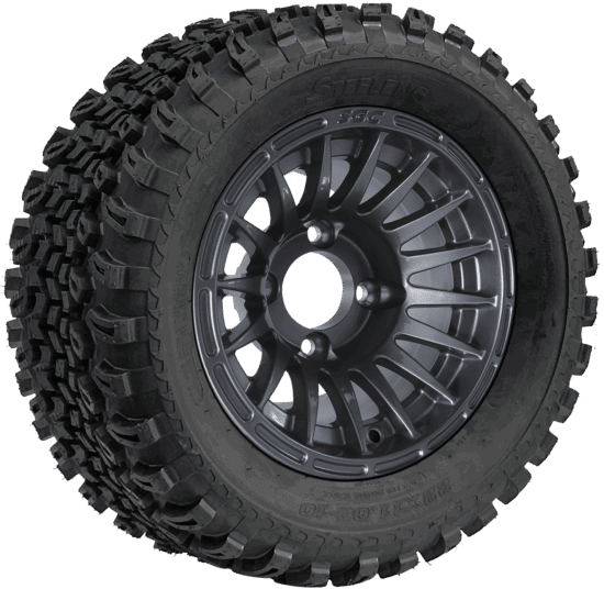 BNDL-TR1005-WH1028-CC0001-LN – SGC 10" Medusa Machined/Gunmetal Wheel - Aluminum Alloy / STEELENG 22"x11"-10" All Terrain Tire DOT approved (Copy)