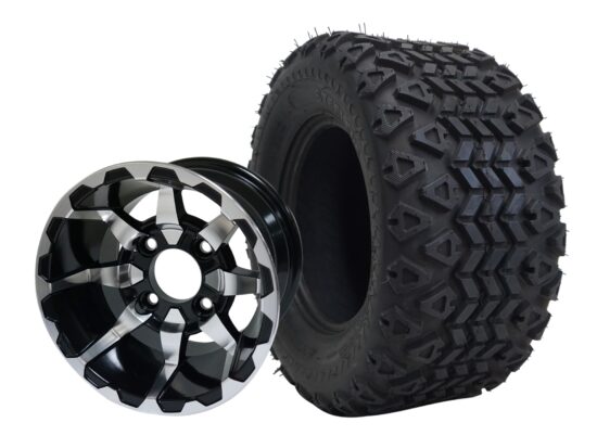 BNDL-TR1007-WH1025-CC0001-LN – SGC 10" Vortex Machined/Black Wheel - Aluminum Alloy / STEELENG 20"x10"-10" All Terrain Tire DOT approved