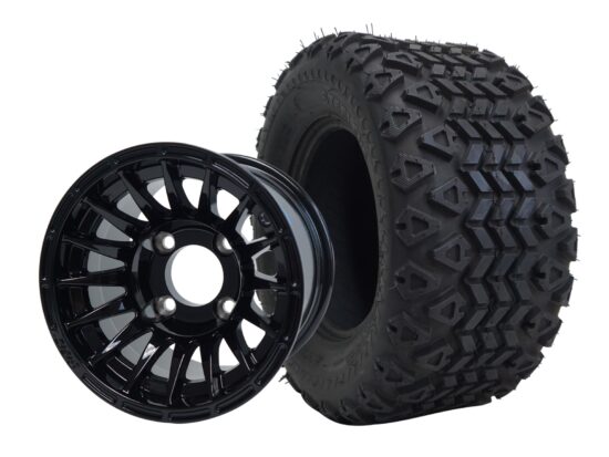 BNDL-TR1007-WH1027-CC0002-LN – SGC 10" Medusa Glossy Black Wheel - Aluminum Alloy / STEELENG 20"x10"-10" All Terrain Tire DOT approved