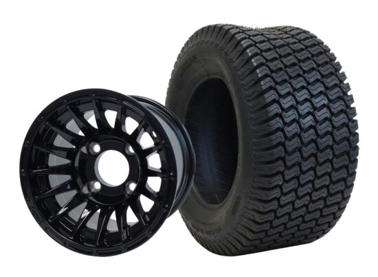 BNDL-TR1010-WH1027-CC0002-LN – SGC 10" Medusa Glossy Black Wheel - Aluminum Alloy / STEELENG 20"x8"-10" Turf Tire