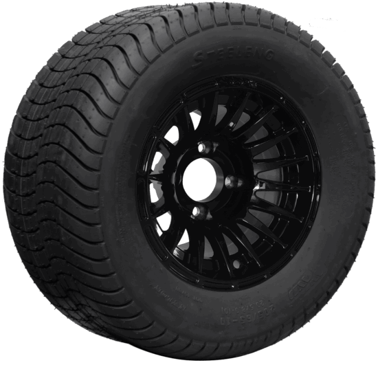 BNDL-TR1012-WH1027-CC0002-LN – SGC 10" Medusa Glossy Black Wheel - Aluminum Alloy / STEELENG 205/65-10 Comfort Ride Street Tire DOT approved