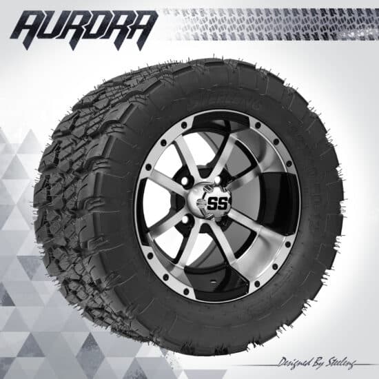 BNDL-TR1281-WH1231-CC0001-LN – SGC 12" Storm Trooper Machined/Black Wheel - Aluminum Alloy / STEELENG 22″x10.5″-12″ QH AT AURORA tire